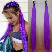 Load image into Gallery viewer, 2Pcs 28inch Straight Ponytail Wig With Elastic Hair Tie Colorful Braiding Ponytail Hair Extensions Boxing Braid Hair Accessories
