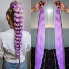 Load image into Gallery viewer, 2Pcs 28inch Straight Ponytail Wig With Elastic Hair Tie Colorful Braiding Ponytail Hair Extensions Boxing Braid Hair Accessories
