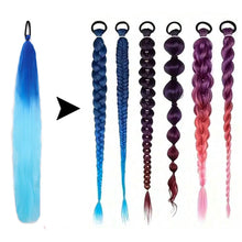 Load image into Gallery viewer, 2Pcs 28inch Straight Ponytail Wig With Elastic Hair Tie Colorful Braiding Ponytail Hair Extensions Boxing Braid Hair Accessories

