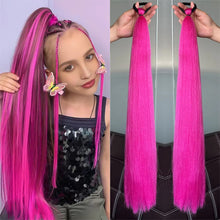 Load image into Gallery viewer, 2Pcs 28inch Straight Ponytail Wig With Elastic Hair Tie Colorful Braiding Ponytail Hair Extensions Boxing Braid Hair Accessories
