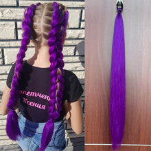 Load image into Gallery viewer, 2Pcs 28inch Straight Ponytail Wig With Elastic Hair Tie Colorful Braiding Ponytail Hair Extensions Boxing Braid Hair Accessories
