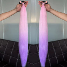 Load image into Gallery viewer, 2Pcs 28inch Straight Ponytail Wig With Elastic Hair Tie Colorful Braiding Ponytail Hair Extensions Boxing Braid Hair Accessories
