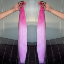 Load image into Gallery viewer, 2Pcs 28inch Straight Ponytail Wig With Elastic Hair Tie Colorful Braiding Ponytail Hair Extensions Boxing Braid Hair Accessories
