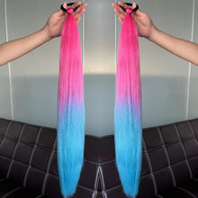 Load image into Gallery viewer, 2Pcs 28inch Straight Ponytail Wig With Elastic Hair Tie Colorful Braiding Ponytail Hair Extensions Boxing Braid Hair Accessories
