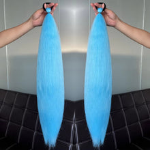 Load image into Gallery viewer, 2Pcs 28inch Straight Ponytail Wig With Elastic Hair Tie Colorful Braiding Ponytail Hair Extensions Boxing Braid Hair Accessories
