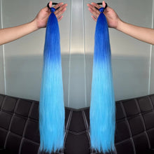 Load image into Gallery viewer, 2Pcs 28inch Straight Ponytail Wig With Elastic Hair Tie Colorful Braiding Ponytail Hair Extensions Boxing Braid Hair Accessories
