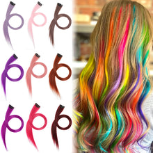 Load image into Gallery viewer, 6Pcs/pack Colorful Long Straight Hair Pieces Synthetic Clip-in Hair Extensions Synthetic High Temperature Fiber Wig for Daily Use Party
