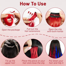 Load image into Gallery viewer, 6Pcs/pack Colorful Long Straight Hair Pieces Synthetic Clip-in Hair Extensions Synthetic High Temperature Fiber Wig for Daily Use Party
