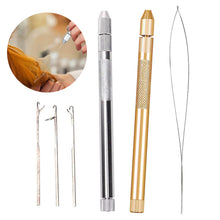 Load image into Gallery viewer, 3-in-1 Alloy Hook Needle Wig Making Tools Hair Extension Tools For Lace Wig Making Micro Ring Hair Crochet Needles 3 Hook + 1 Loop
