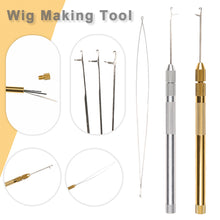 Load image into Gallery viewer, 3-in-1 Alloy Hook Needle Wig Making Tools Hair Extension Tools For Lace Wig Making Micro Ring Hair Crochet Needles 3 Hook + 1 Loop
