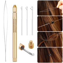 Load image into Gallery viewer, 3-in-1 Alloy Hook Needle Wig Making Tools Hair Extension Tools For Lace Wig Making Micro Ring Hair Crochet Needles 3 Hook + 1 Loop
