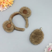 Load image into Gallery viewer, Archi Handwork Adorable Bear Fluffy Ears Headband Headwear Plush Curly Tail Fursuit Orc Cosplay Performance Props
