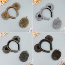 Load image into Gallery viewer, Archi Handwork Adorable Bear Fluffy Ears Headband Headwear Plush Curly Tail Fursuit Orc Cosplay Performance Props
