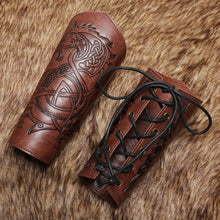 Load image into Gallery viewer, 1 Pcs Medieval Gothic Armor Gloves Wide Cuffs Bracers Armor Arm Warmers Renaissance Pirate Knights PU Leather Lace-up Wristband
