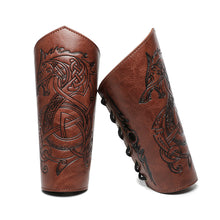 Load image into Gallery viewer, 1 Pcs Medieval Gothic Armor Gloves Wide Cuffs Bracers Armor Arm Warmers Renaissance Pirate Knights PU Leather Lace-up Wristband

