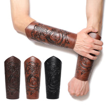 Load image into Gallery viewer, 1 Pcs Medieval Gothic Armor Gloves Wide Cuffs Bracers Armor Arm Warmers Renaissance Pirate Knights PU Leather Lace-up Wristband
