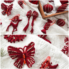 Load image into Gallery viewer, Flannel Surface Red Bow Christmas Tree Decoration 3D Plastic Ornament Fake Snow Winter Decorations for Home 2026 New Year
