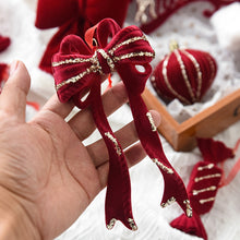 Load image into Gallery viewer, Flannel Surface Red Bow Christmas Tree Decoration 3D Plastic Ornament Fake Snow Winter Decorations for Home 2026 New Year
