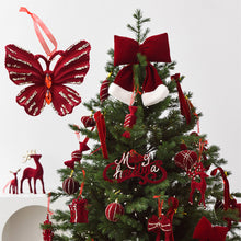 Load image into Gallery viewer, Flannel Surface Red Bow Christmas Tree Decoration 3D Plastic Ornament Fake Snow Winter Decorations for Home 2026 New Year

