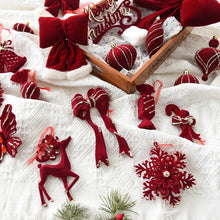 Load image into Gallery viewer, Flannel Surface Red Bow Christmas Tree Decoration 3D Plastic Ornament Fake Snow Winter Decorations for Home 2026 New Year

