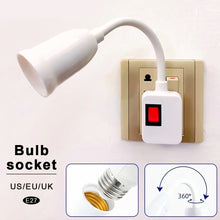 Load image into Gallery viewer, E27 Direct Plug in Swivel Head E27 Socket Bulb Holder with Switch EU/US/UK Plug LED Table Lamp Stainless Steel Hose Steering Lever
