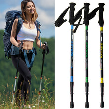 Load image into Gallery viewer, 130CM Three-Section Retractable Carbon Shock Absorption Trekking Pole Travel Hiking Skiing Walking Stick
