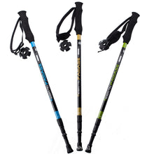 Load image into Gallery viewer, 130CM Three-Section Retractable Carbon Shock Absorption Trekking Pole Travel Hiking Skiing Walking Stick
