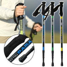 Load image into Gallery viewer, 130CM Three-Section Retractable Carbon Shock Absorption Trekking Pole Travel Hiking Skiing Walking Stick
