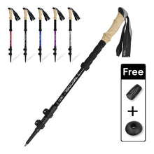 Load image into Gallery viewer, 62-135CM 3-Section Telescopic Aluminum Alloy Trekking Pole EVA Imitation Cork Handle Ultra-Light Hiking Stick
