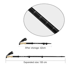 Load image into Gallery viewer, 62-135CM 3-Section Telescopic Aluminum Alloy Trekking Pole EVA Imitation Cork Handle Ultra-Light Hiking Stick
