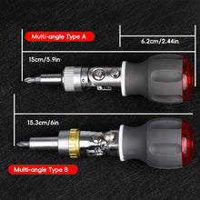 Load image into Gallery viewer, 8-in-1 Multifunctional Ratchet Screwdriver 360° Multi-Angle Retractable Hidden Design Portable Screwdriver Set
