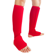 Load image into Gallery viewer, Professional Boxing Karate Leg Guards Integrated Foot Instep Shin Protection Design Knitted Leg Wear with Sponge Padding Sports Protective Gear
