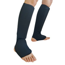 Load image into Gallery viewer, Professional Boxing Karate Leg Guards Integrated Foot Instep Shin Protection Design Knitted Leg Wear with Sponge Padding Sports Protective Gear
