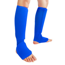 Load image into Gallery viewer, Professional Boxing Karate Leg Guards Integrated Foot Instep Shin Protection Design Knitted Leg Wear with Sponge Padding Sports Protective Gear
