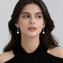 Load image into Gallery viewer, Heart Shaped Geometric Fashionable Earrings Long Chain Stud Earrings Silver Earrings Jewelry Accessory Gifts For Women
