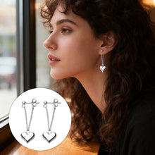 Load image into Gallery viewer, Heart Shaped Geometric Fashionable Earrings Long Chain Stud Earrings Silver Earrings Jewelry Accessory Gifts For Women
