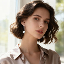 Load image into Gallery viewer, Heart Shaped Geometric Fashionable Earrings Long Chain Stud Earrings Silver Earrings Jewelry Accessory Gifts For Women
