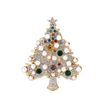 Load image into Gallery viewer, Alloy Pearl Rhinestone Christmas Tree Brooch Fashionable Versatile Corsages Jewelry Accessories Crystal Brooch Gift For Women
