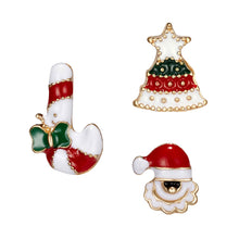 Load image into Gallery viewer, 3pcs/set Christmas Tree Elk Snowman Alloy Brooch Fashionable Christmas Corsage Jewelry Accessory Party Festival Gift
