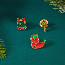 Load image into Gallery viewer, 3pcs/set Halloween Christmas Snowman Brooch Santa Claus Bell Elk Oil-Dripping Corsages Enamel Pins Jewelry Accessories Gift
