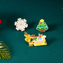 Load image into Gallery viewer, 3pcs/set Halloween Christmas Snowman Brooch Santa Claus Bell Elk Oil-Dripping Corsages Enamel Pins Jewelry Accessories Gift
