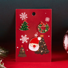 Load image into Gallery viewer, 3pcs/set Halloween Christmas Snowman Brooch Santa Claus Bell Elk Oil-Dripping Corsages Enamel Pins Jewelry Accessories Gift
