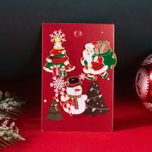 Load image into Gallery viewer, 3pcs/set Halloween Christmas Snowman Brooch Santa Claus Bell Elk Oil-Dripping Corsages Enamel Pins Jewelry Accessories Gift
