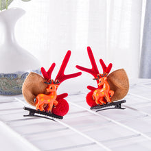 Load image into Gallery viewer, Christmas Antler Hairclip Cartoon Hair Accessory Cute Barrettes Santa Snowman Hairpin Party Decoration Christmas Gift
