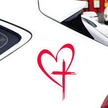 Load image into Gallery viewer, Car Reflection Sticker Heart Cross Design Waterproof Removable Decal for Rear Window &amp; Bumper Auto Body Art Decoration
