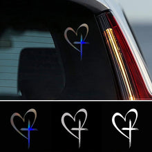 Load image into Gallery viewer, Car Reflection Sticker Heart Cross Design Waterproof Removable Decal for Rear Window &amp; Bumper Auto Body Art Decoration
