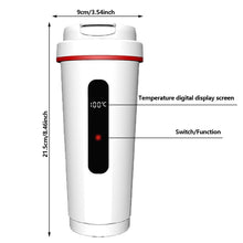 Load image into Gallery viewer, Portable 12V/24V 500ml Smart Car Heating Cup 316 Stainless Steel Electric Kettle for Vehicle Auto Boiling Water Warmer Bottle Thermos for Travel Office
