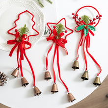 Load image into Gallery viewer, Christmas Bow Ornaments with Bells and Pine Cones Ribbon Holiday Pendants Door Bells for Home Classroom Christmas Decoration
