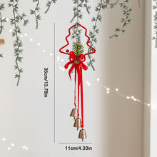 Load image into Gallery viewer, Christmas Bow Ornaments with Bells and Pine Cones Ribbon Holiday Pendants Door Bells for Home Classroom Christmas Decoration
