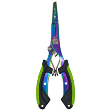 Load image into Gallery viewer, Stainless Steel Color Titanium Dual-Color Eagle Mouth Fish Control Pliers Multifunction Hook Remover Line Cutter Split Ring Opener Lure Pliers Fishing Accessory
